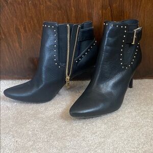 Calvin Klein Jozie Pointed Toe Leather Black Booties - US size 7